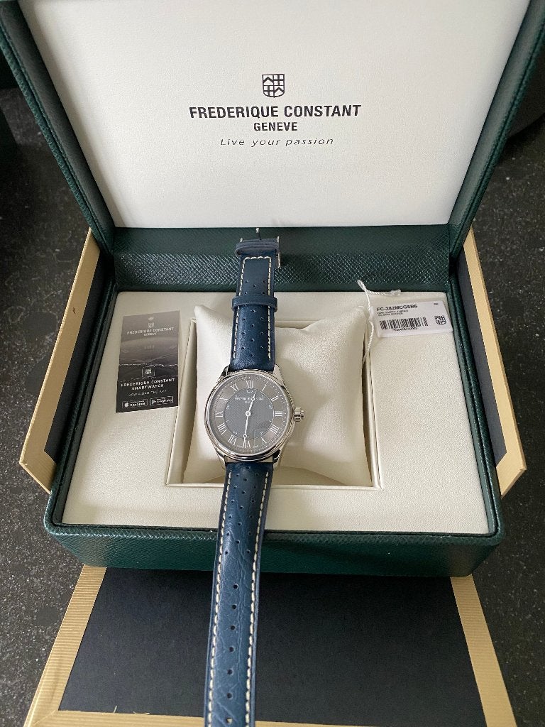 Frédérique Constant horloge - blauw lederen horlogeband, Handtassen en Accessoires, Horloges | Heren, Ophalen of Verzenden, Nieuw