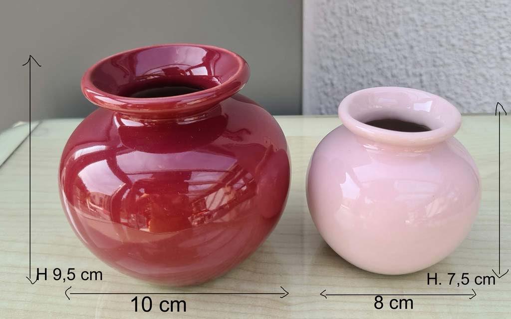 2 kleine vaasjes bordeaux & roze - samen 3,00, Ophalen, Zo goed als nieuw