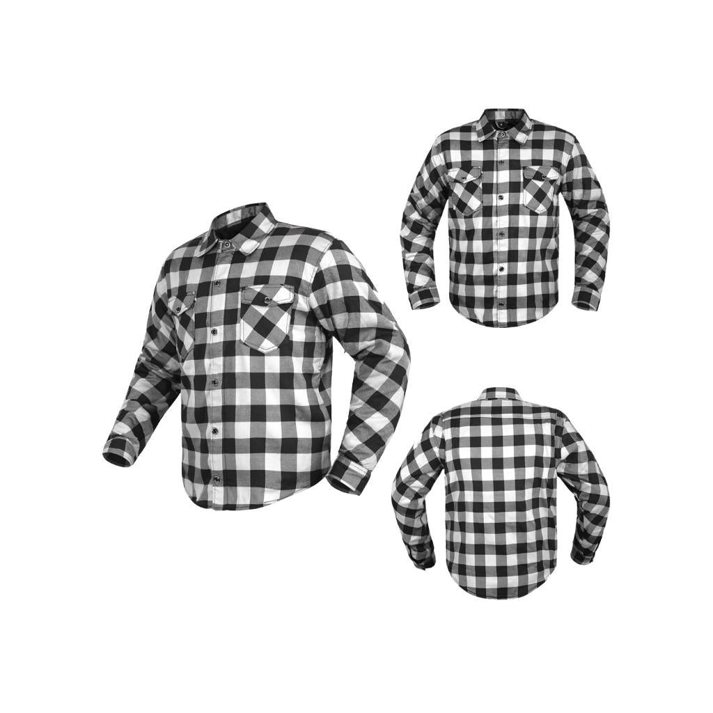 Chemise de moto en flanelle et Kevlar noire et blanc neuf, Envoi, Neuf, avec ticket, Femmes, Manteau | tissu