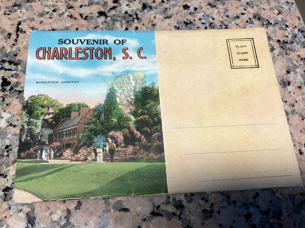 Vintage souvenir of CHARLESTON, S.C., Verzamelen, Gebruikt, 1940 tot 1960, Prent, Buitenland