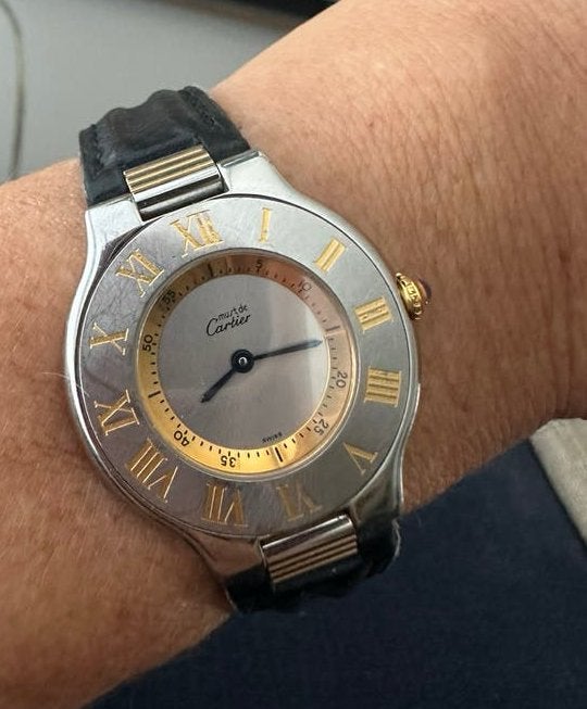 horloge Must 21 Cartier 1330+ bracelet suppl (original), Montre-bracelet, Autres marques, Enlèvement ou Envoi, Cuir