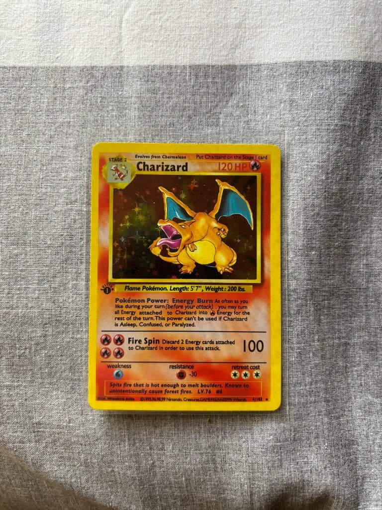 Base set Charizard, Ophalen of Verzenden, Nieuw, Losse kaart, Foil