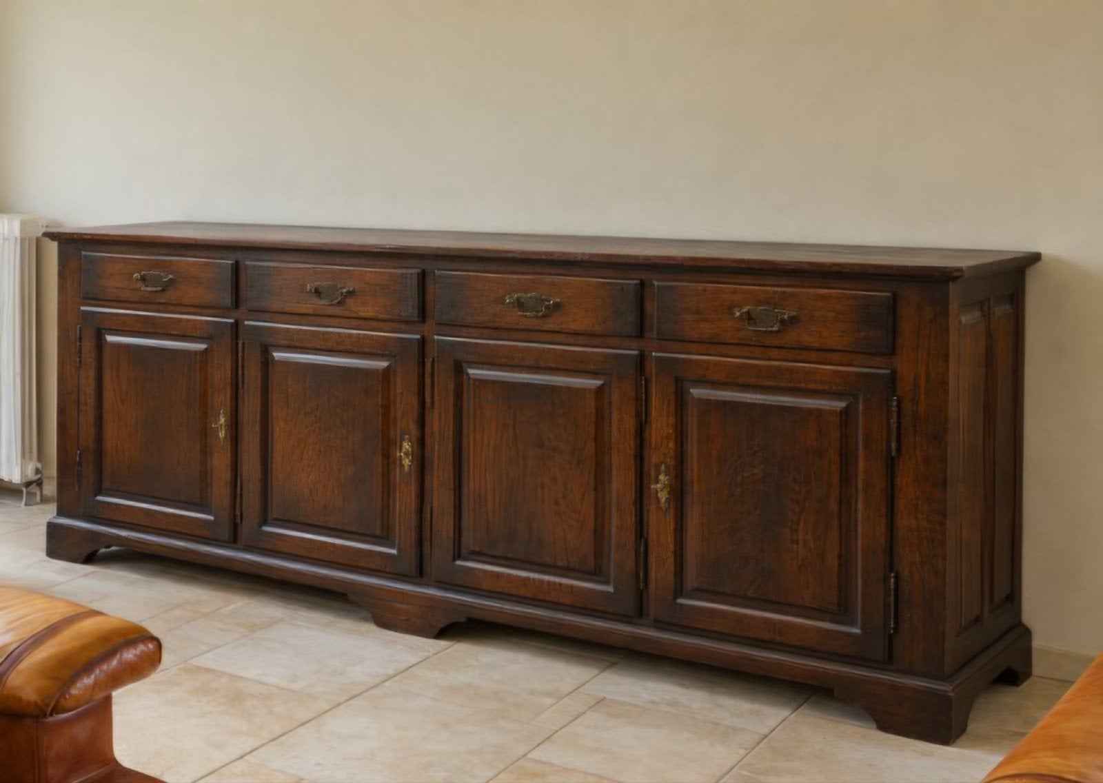 Dressoir massief eik, kopie antiek, Gebruikt, Eikenhout, Met lade(s), 200 cm of meer