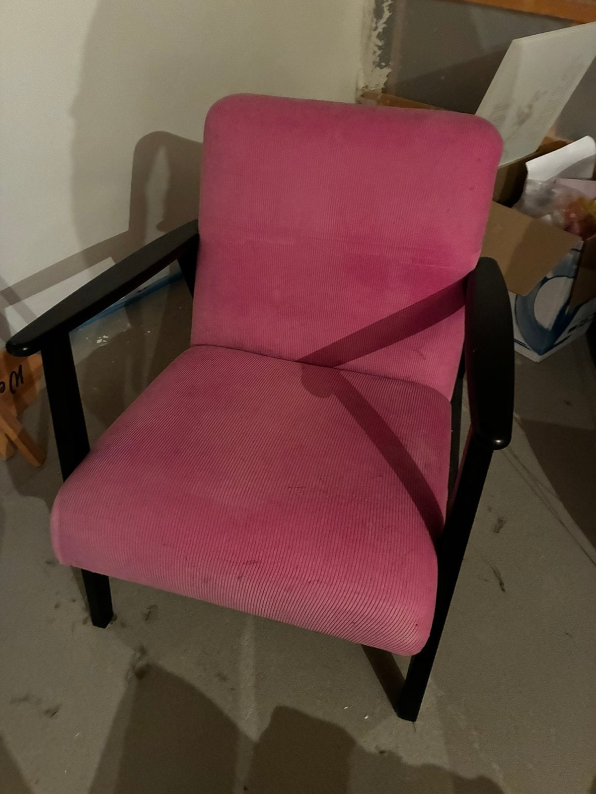 Roze geherstoffeerde stoel, Moins de 150 cm, Une personne, Enlèvement, Utilisé