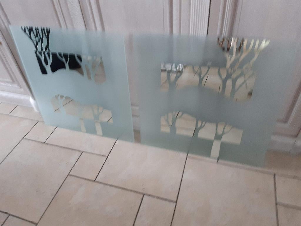 2 x design kader / spiegel mat glas en spiegel met bevestigi, Enlèvement, Comme neuf
