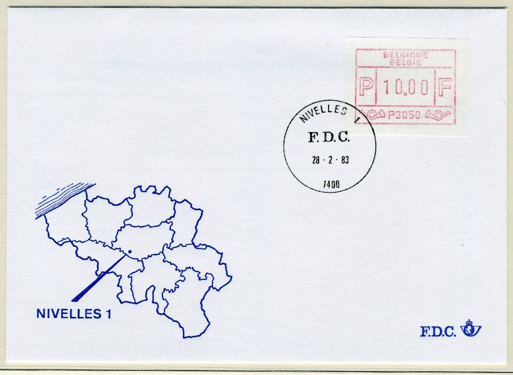 (B) Enveloppe ATM50 FDC 1983 - Nivelles 1 (P3050), Envoi, Affranchi, Oblitération 1er jour