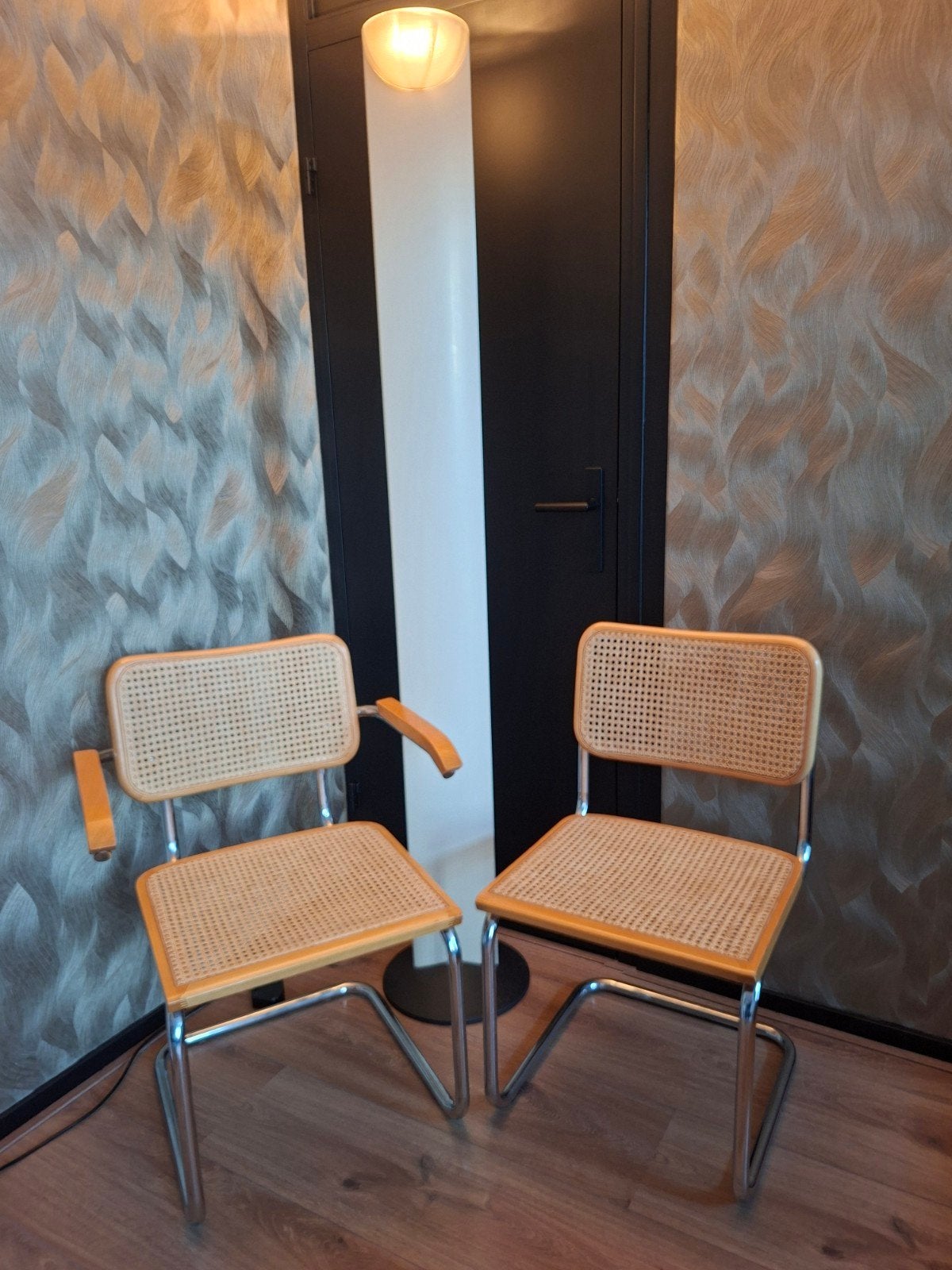 Vintage Cesca Stijl Stoelen (B32 & B64) – Made in Italy, Maison & Meubles, Vintage design, Métal, Enlèvement, Deux