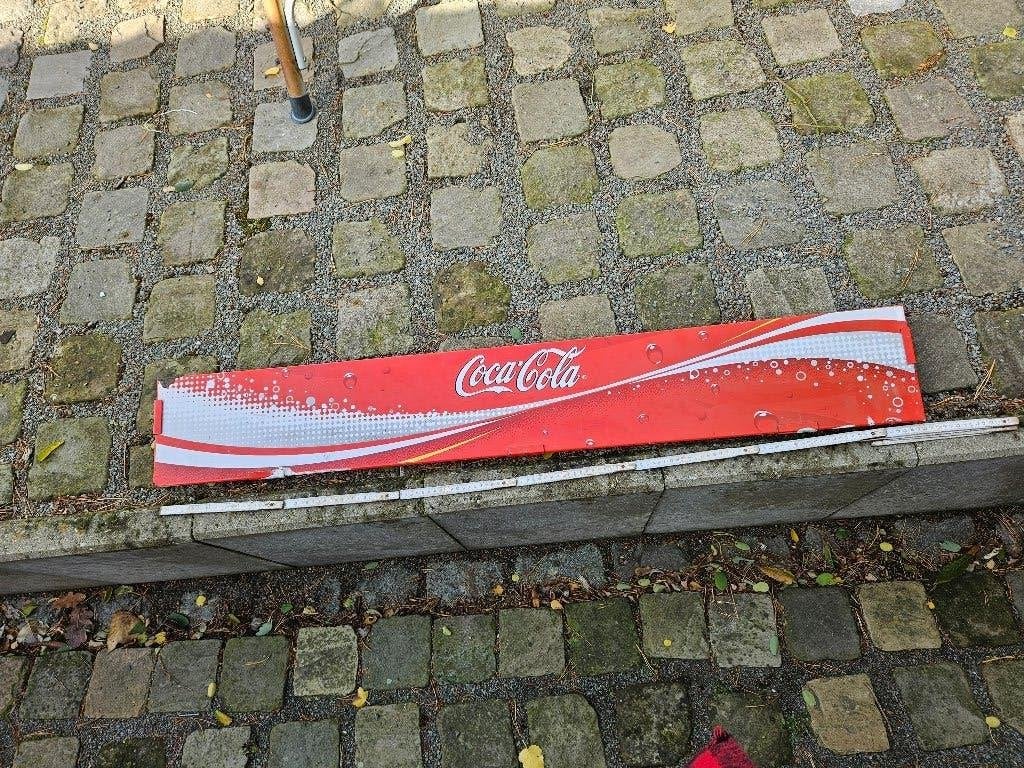 Coca-Cola blende / schaprand metaal 127cm - reclame bord, Ophalen of Verzenden, Gebruikt, Reclamebord