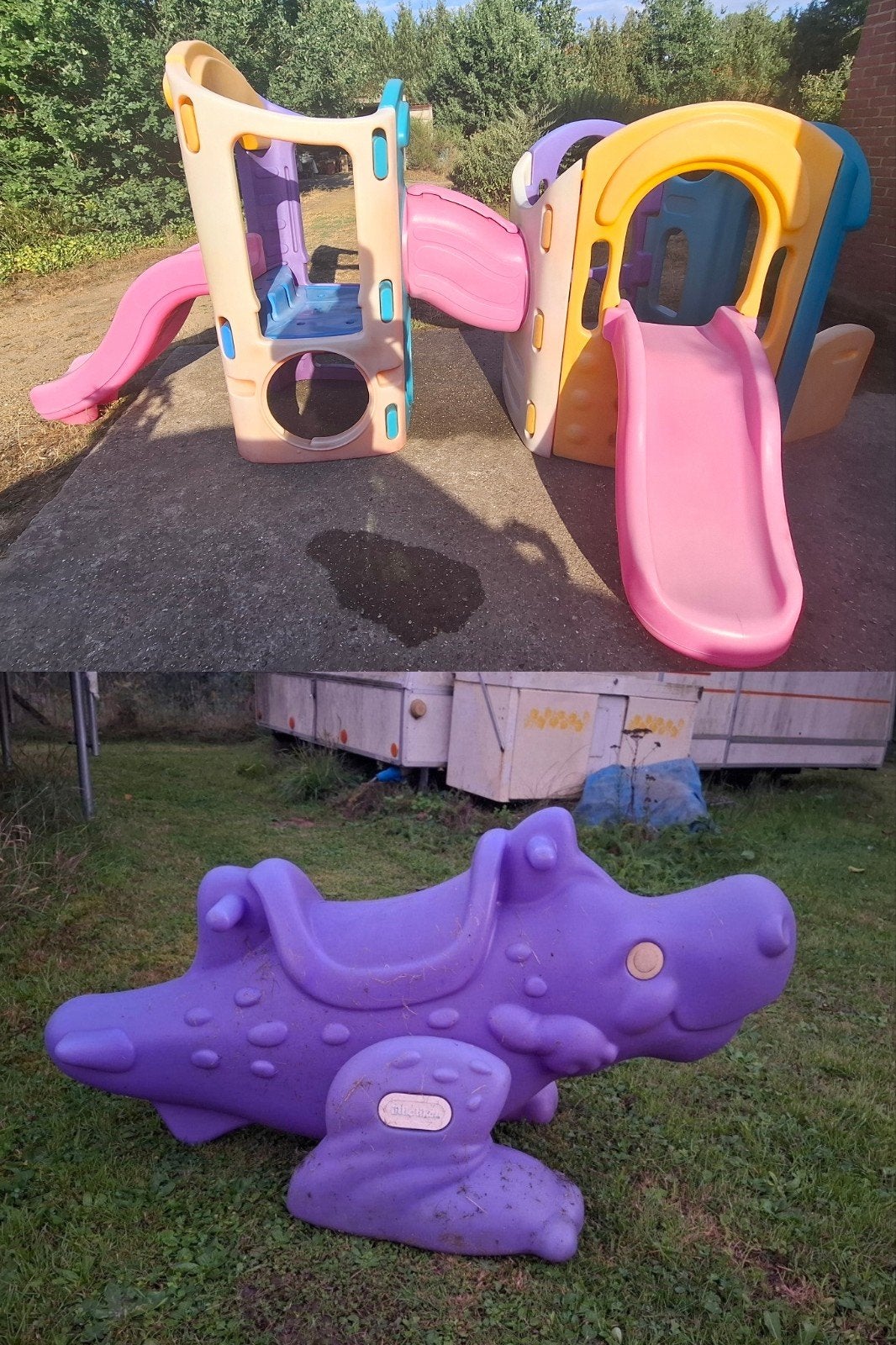 Little Tikes klimtoestel en rock-a-saur, Ophalen
