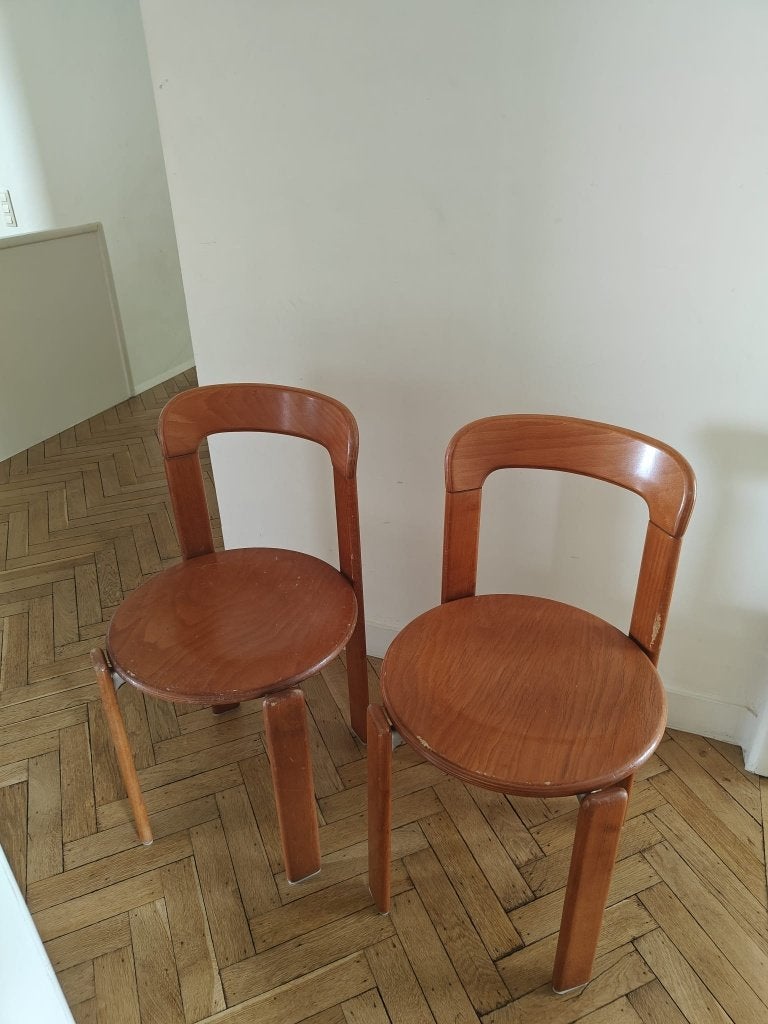 Bruno Rey houten stoelen, Huis en Inrichting, Ophalen, Gebruikt, Twee, Bruin