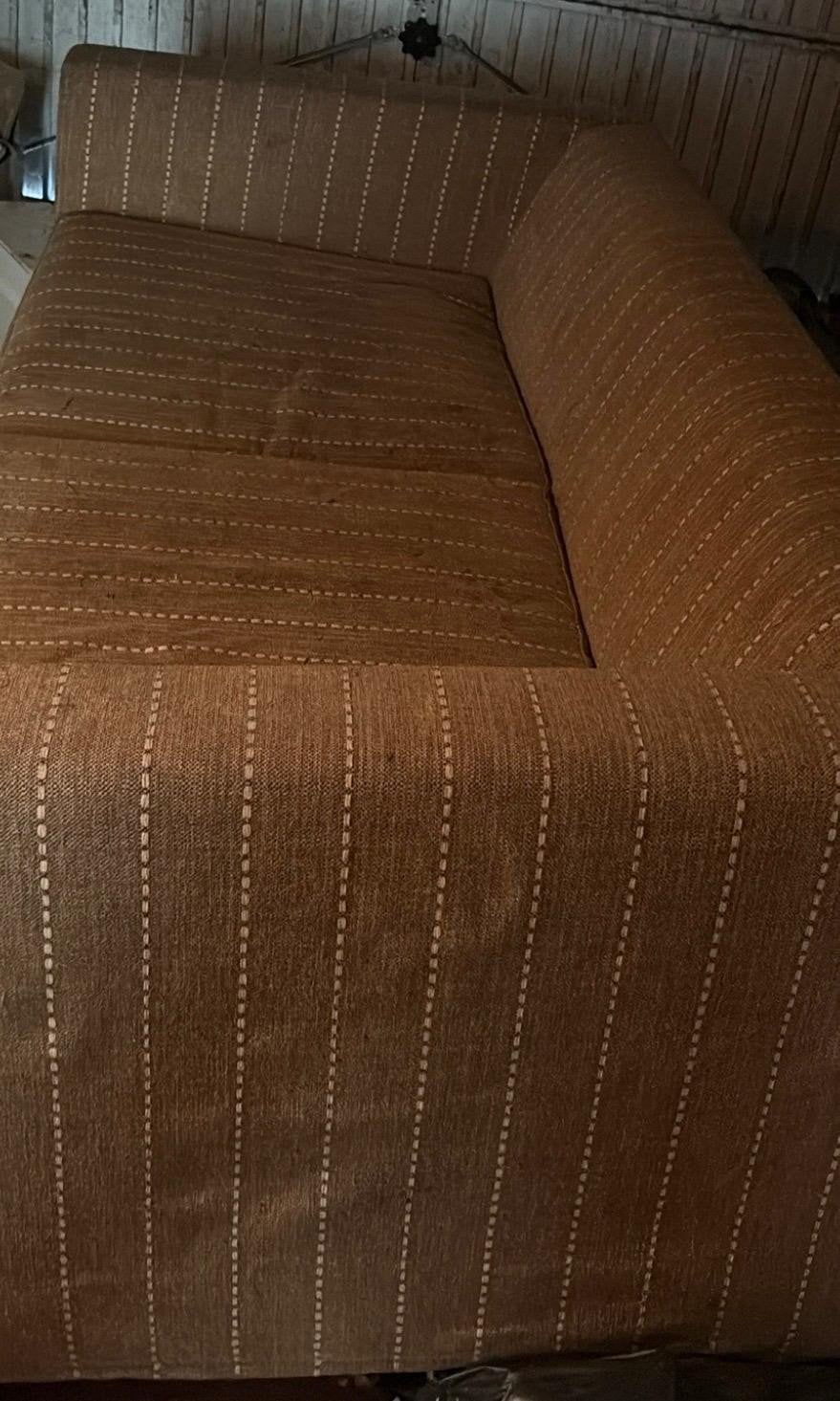 Italiaanse zetel cognac kleur met beige dunne streep, Enlèvement