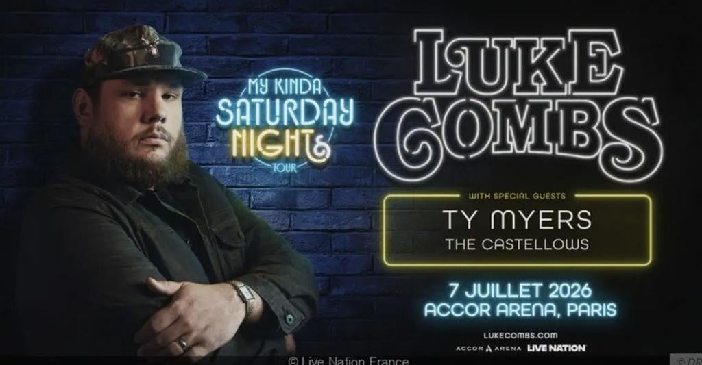 Places de concert LUKE COMBS - Accor Arena - 07/07/2026, Tickets & Billets