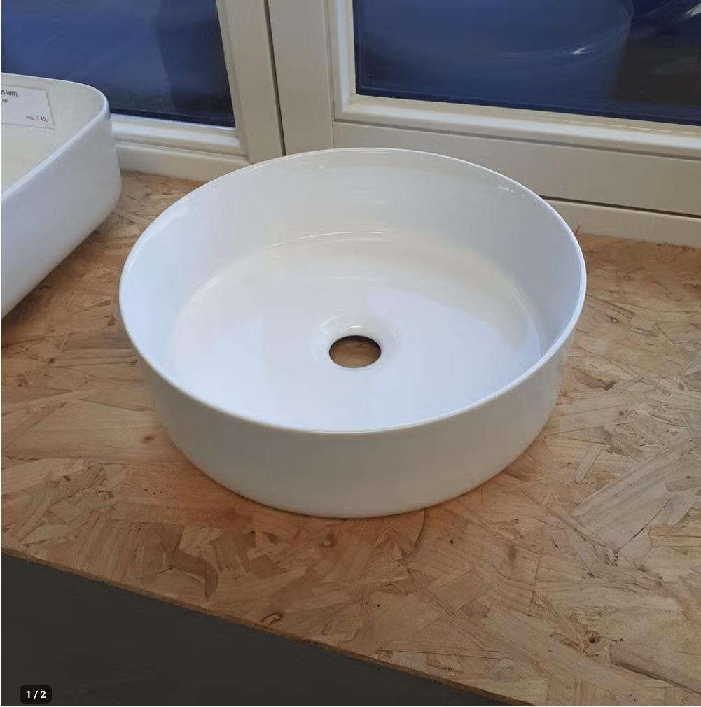 KORTING! Waskom, Glans wit, Keramiek, Rond, 37cm, Alko, Ophalen of Verzenden, Nieuw, Wit