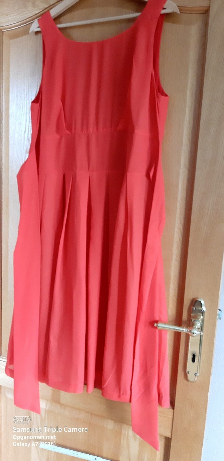 Robe de soirée en mousseline rouge corail, taille 44, Enlèvement ou Envoi, JBC, Robe de cocktail, Taille 42/44 (L)