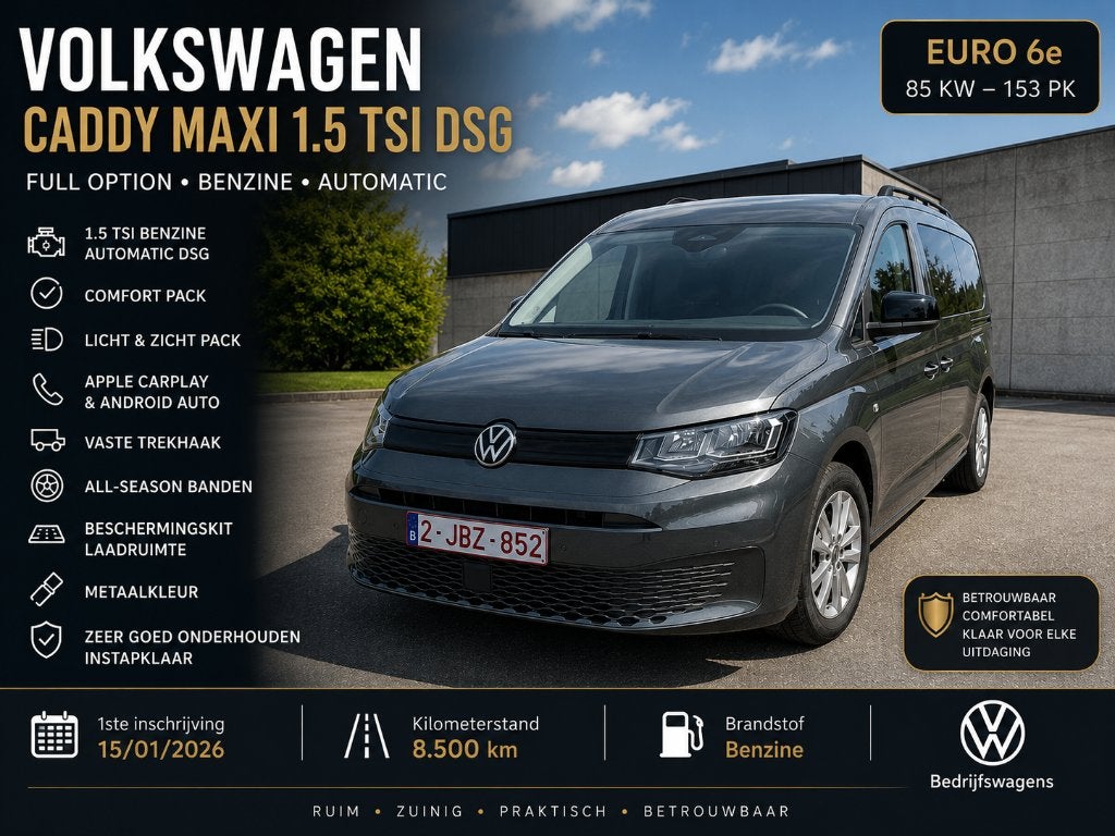 Volkswagen Caddy Maxi 2026 Van 1.5 TSI  *Financiele Renting, Auto's, Automaat, 4 deurs, 360° camera, Particulier