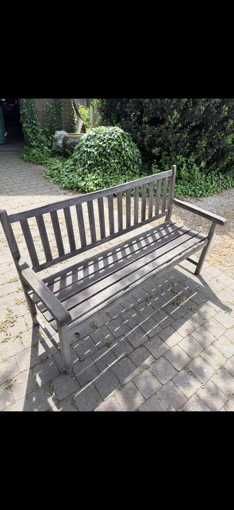 Bank teak + kussen, Tuin en Terras, Ophalen, Gebruikt, Hout