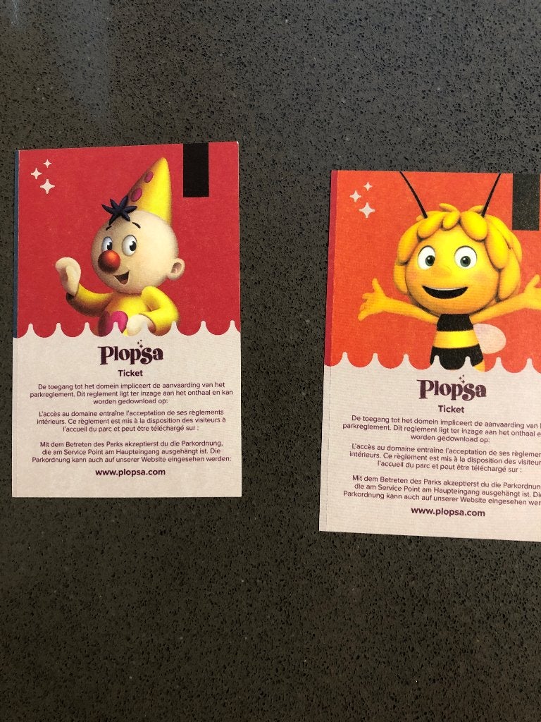 Tickets plopsa, Tickets en Kaartjes, Twee personen, Ticket of Toegangskaart