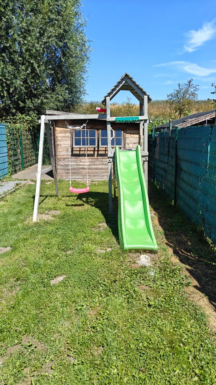 buitenspeeltoestel kinderen glijbaan met schommel, Ophalen, Glijbaan