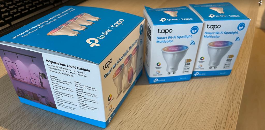 6 TP-Link Tapo smart wifi multicolor led spots (GU10), Ophalen of Verzenden, Zo goed als nieuw, Plafondspot of Wandspot, Led