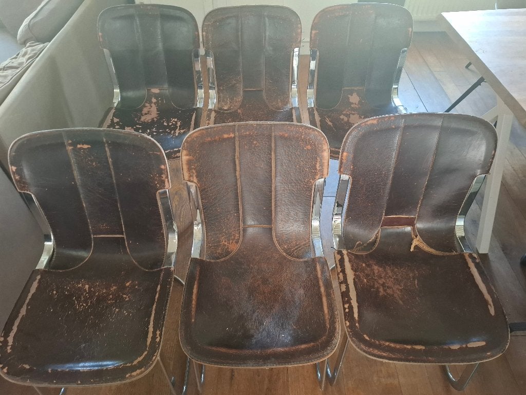 Set van 6 Willy Rizzo stoelen - te restaureren, Antiek en Kunst, Ophalen