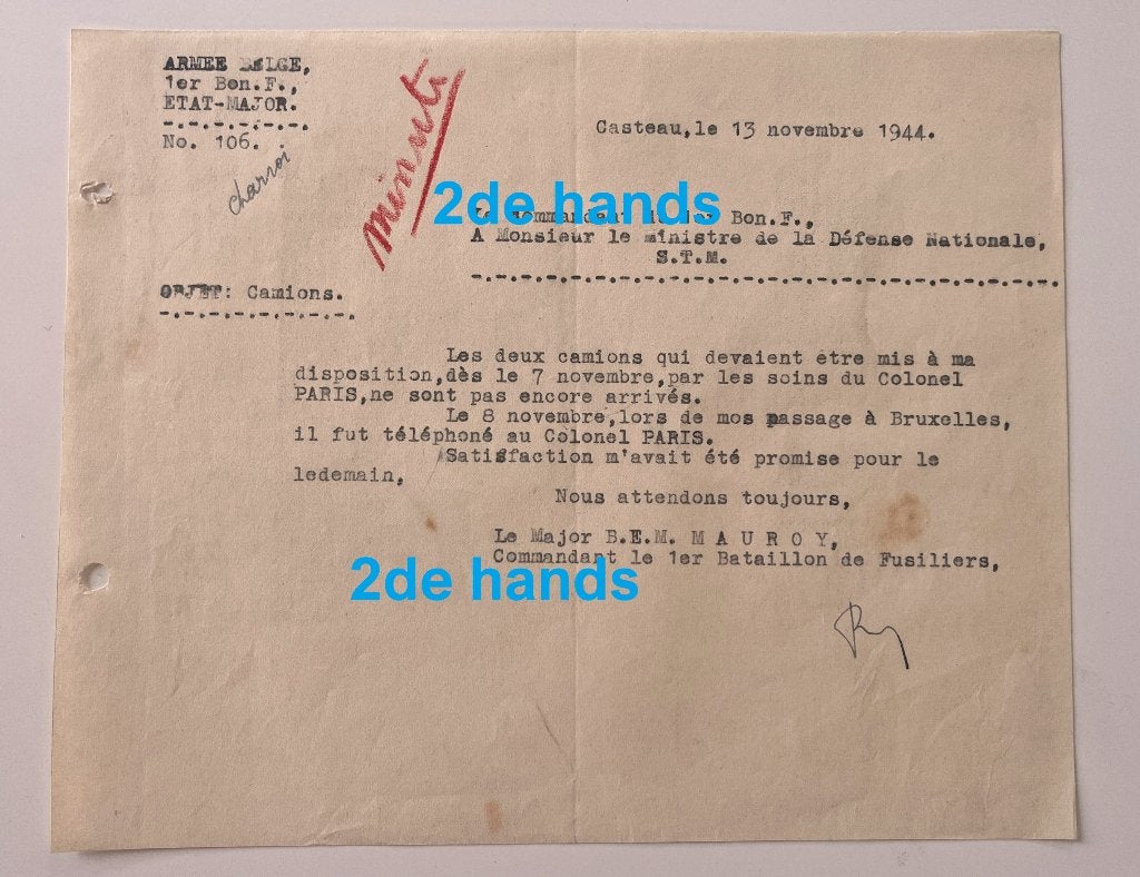 ABBL 1er bataillon de fuseliers 1944 1945 Belgium, Enlèvement ou Envoi, Armée de terre, Autres types