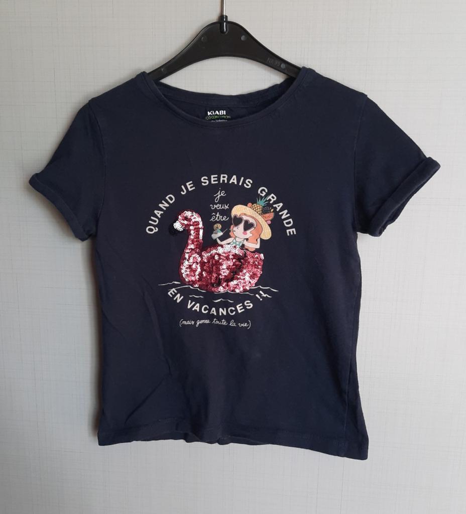 Kiabi tshirt "128", Kinderen en Baby's, Kinderkleding | Maat 128, Kiabi, Meisje, Ophalen of Verzenden, Zo goed als nieuw