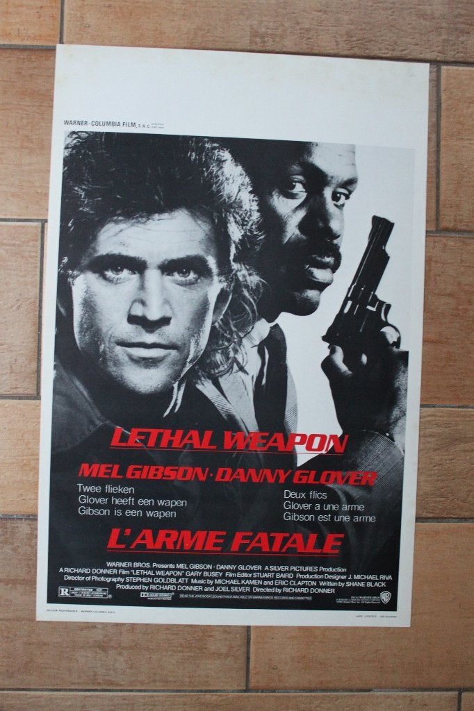 filmaffiche Lethal Weapon 1987 Mel Gibson filmposter, Collections, Posters & Affiches, Enlèvement ou Envoi, Rectangulaire vertical