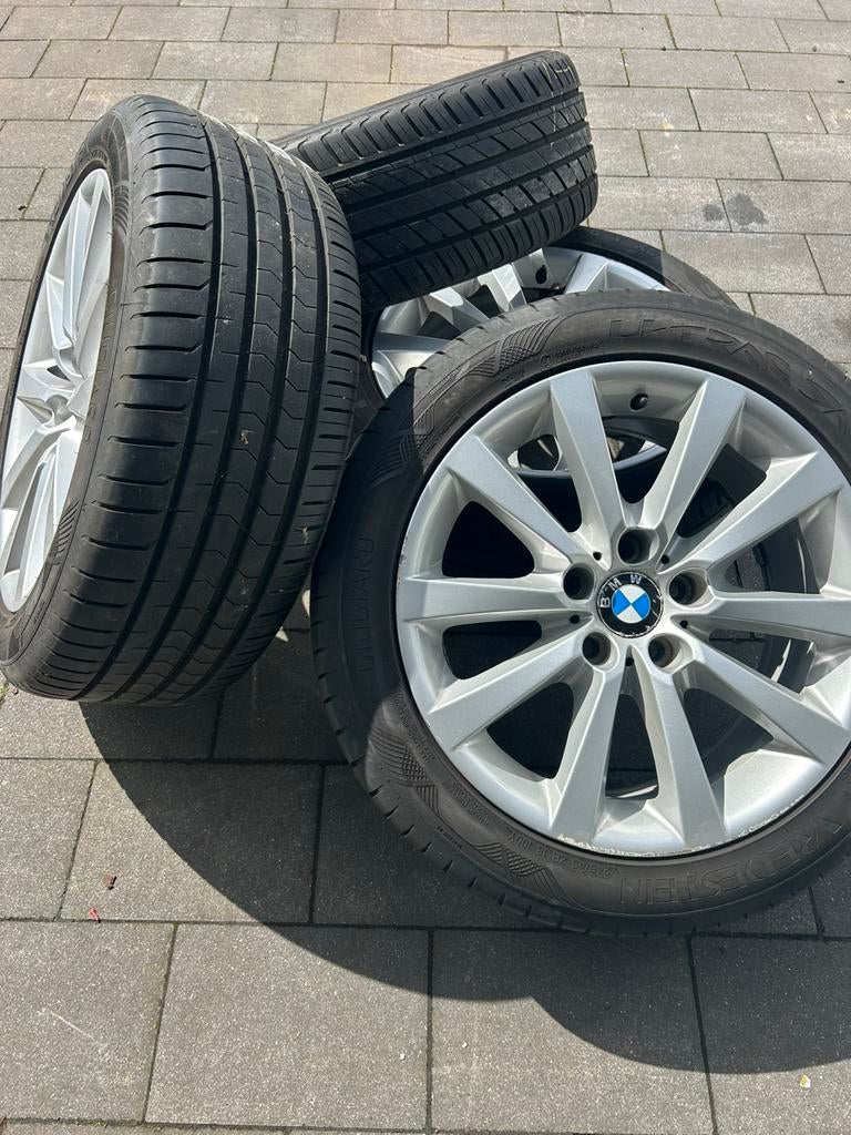 Jantes + pneus BMW 18 pouces - 245/45 R18 100Y - bon état, Enlèvement, 18 pouces, Pneu(s)