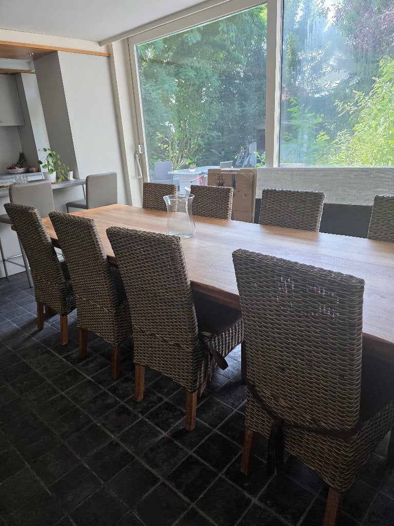 tafel met 8 stoelen, Huis en Inrichting, Tafels | Eettafels, Ophalen, Gebruikt, 100 tot 150 cm, 200 cm of meer