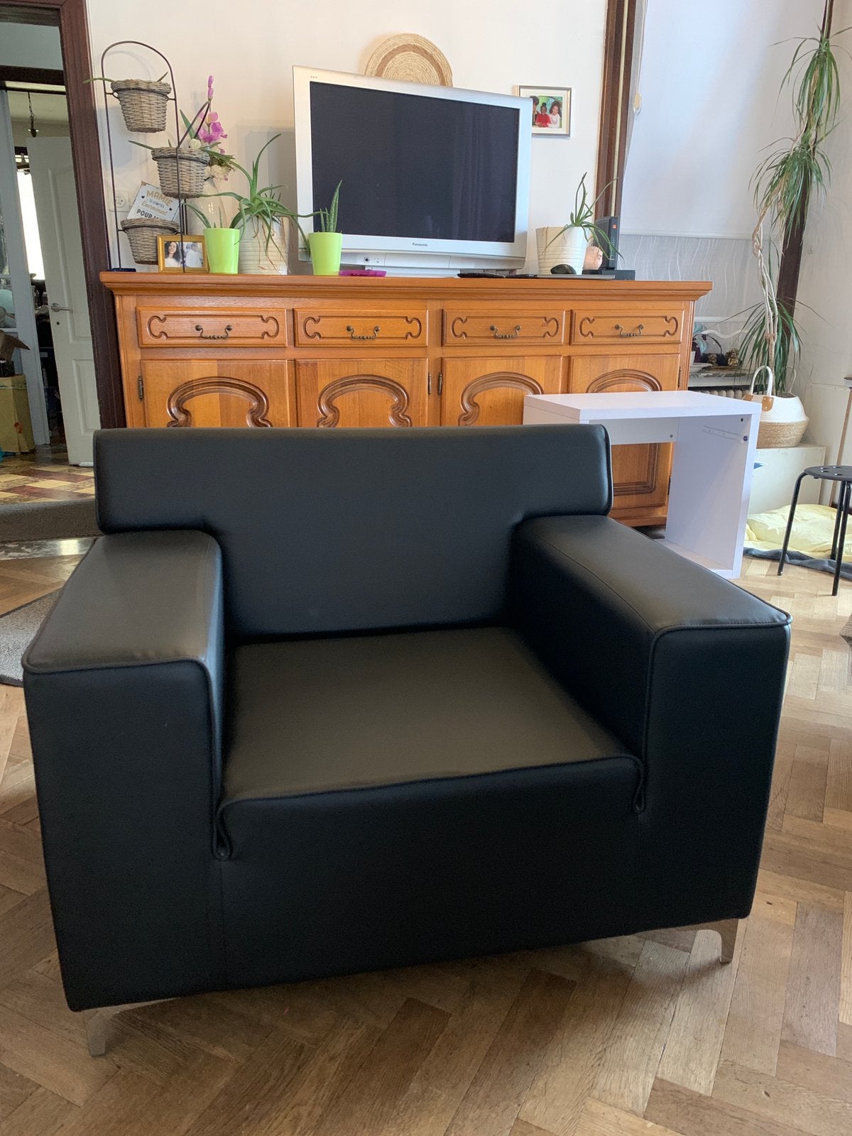 Canapé, cuir noir luxe, Maison & Meubles, Enlèvement, Comme neuf, Cuir