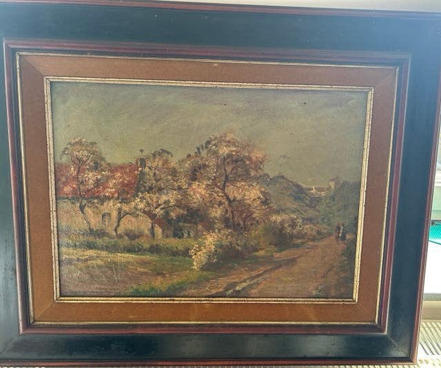 Peinture Albert Dandoy - 1912, Antiquités & Art, Art | Peinture | Classique, Peinture acrylique, Paysage, Enlèvement, Encadré