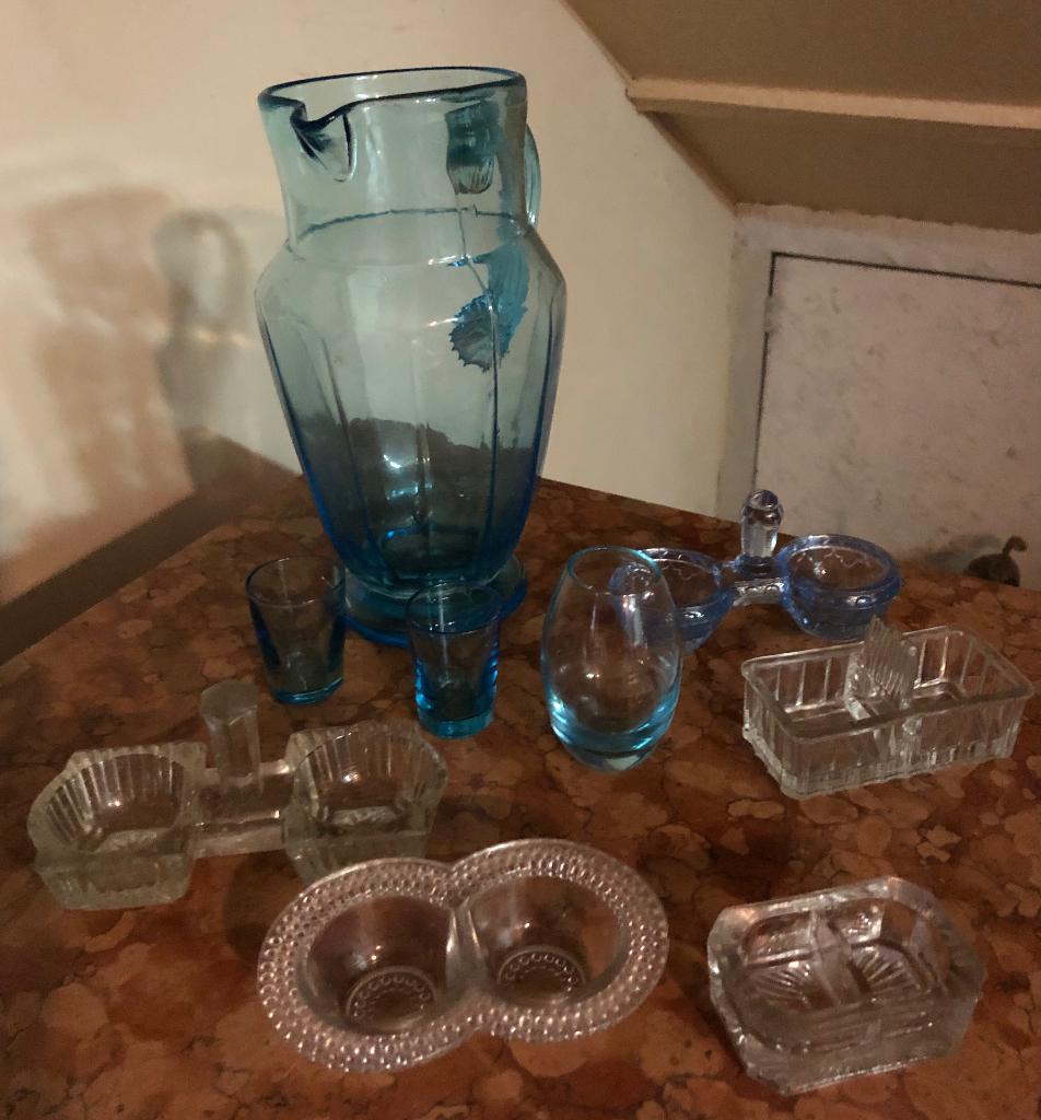 Verzameling brocante Franse glazen voorwerpen, Ophalen of Verzenden