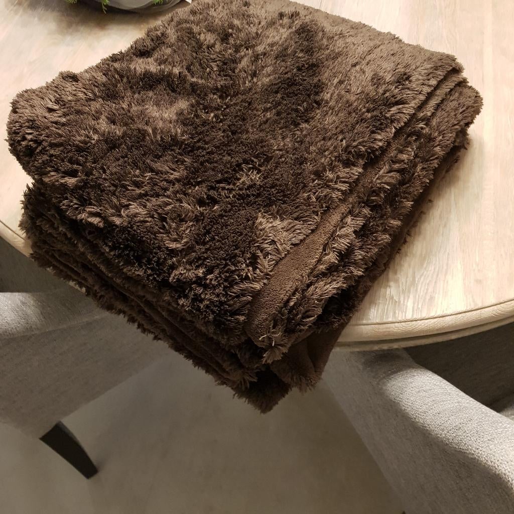 dubbele bruine plaid, Ophalen of Verzenden, Zo goed als nieuw