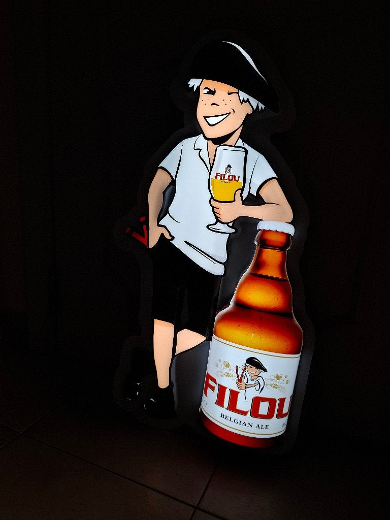 Lichtreclame Filou bier (zeldzaam en niet meer verkrijgbaar), Ophalen of Verzenden, Nieuw, Lichtbak of (neon) lamp