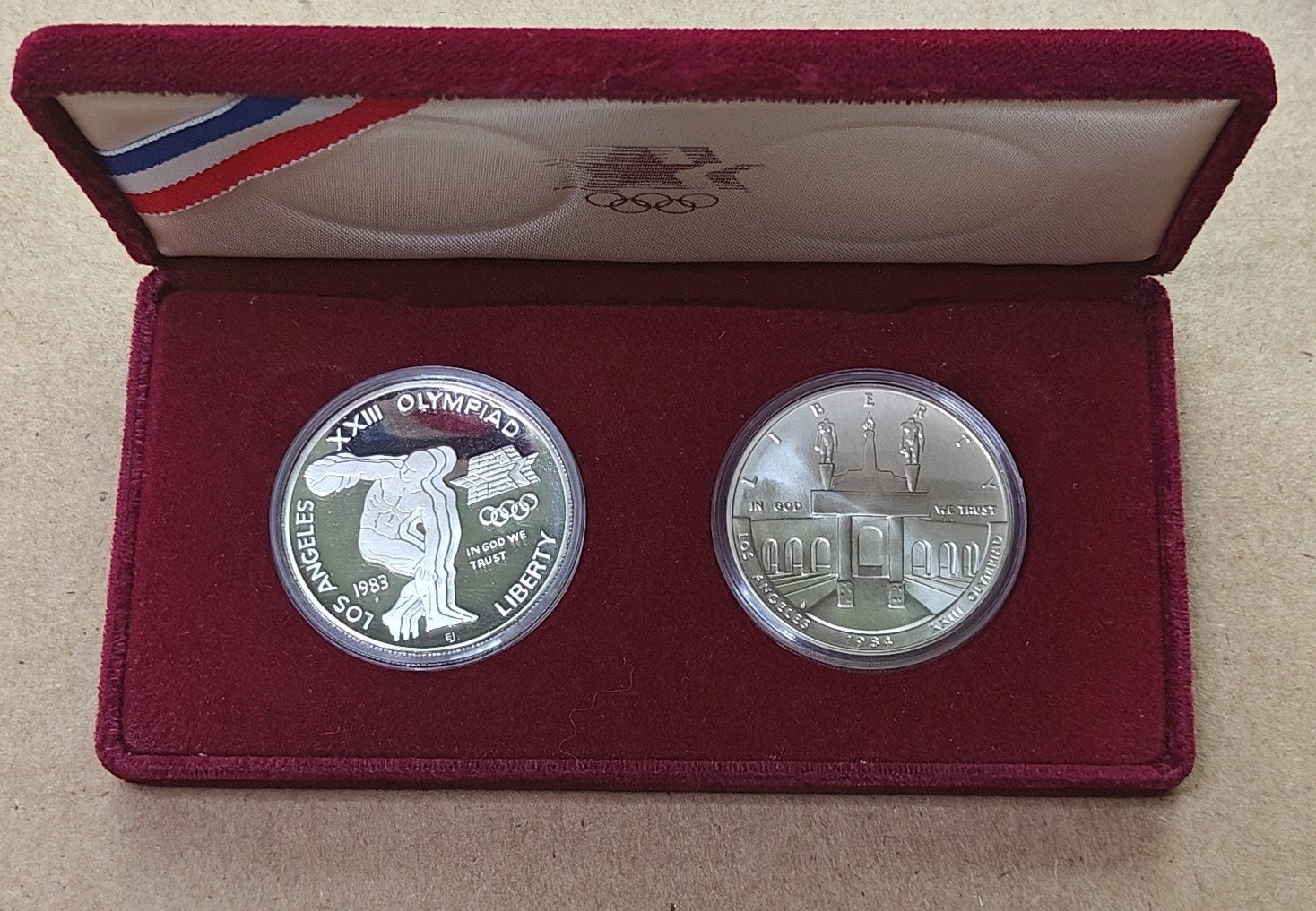 Los Angeles Olympische Spelen 1983-1984 Zilver Munten Mint, Ophalen of Verzenden, Zilver
