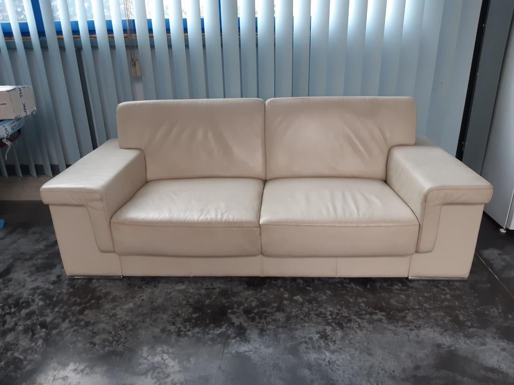 Wit lederen 2 zit, 200 cm ou plus, Carré, Enlèvement, Utilisé