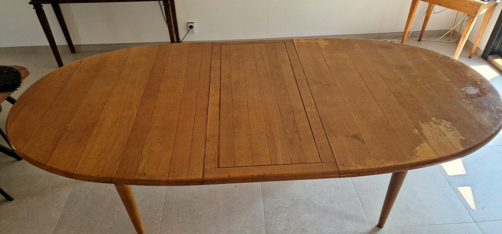 ovale eiken tafel te koop, Ophalen, Gebruikt, 100 tot 150 cm, Eikenhout