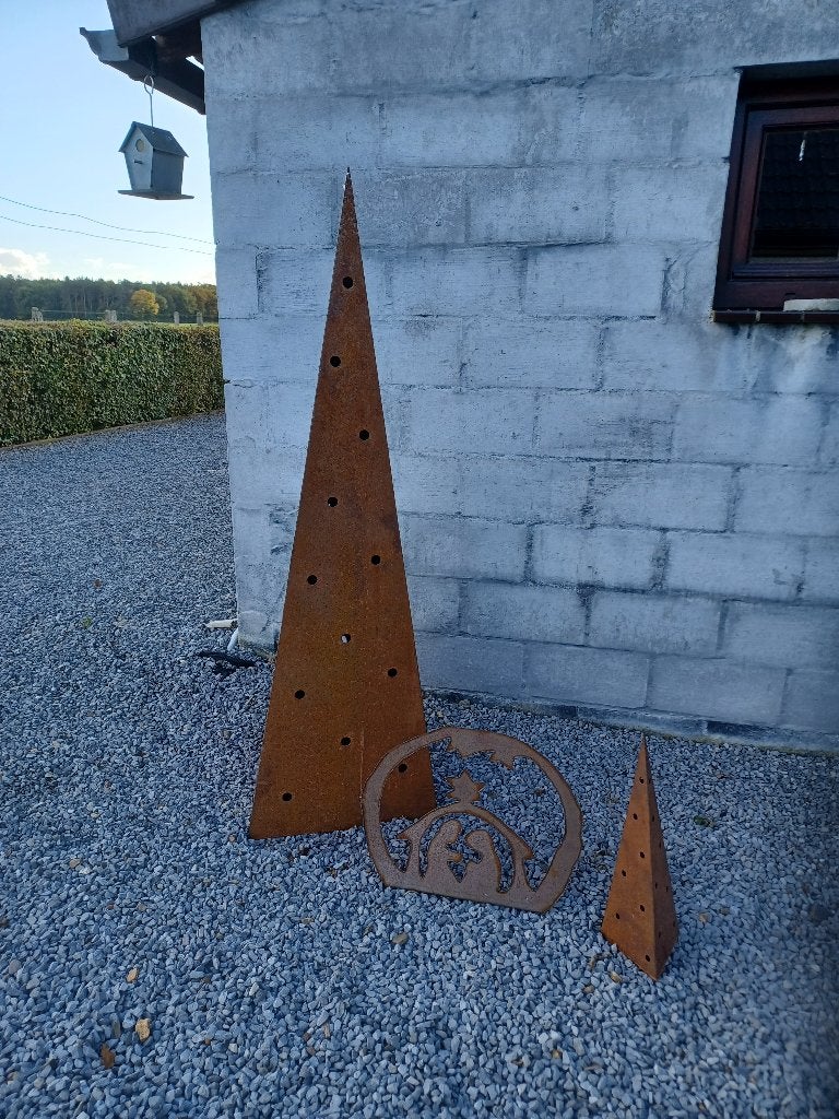Sfeervolle metalen kerstset kerstboom & stal, Diversen, Ophalen