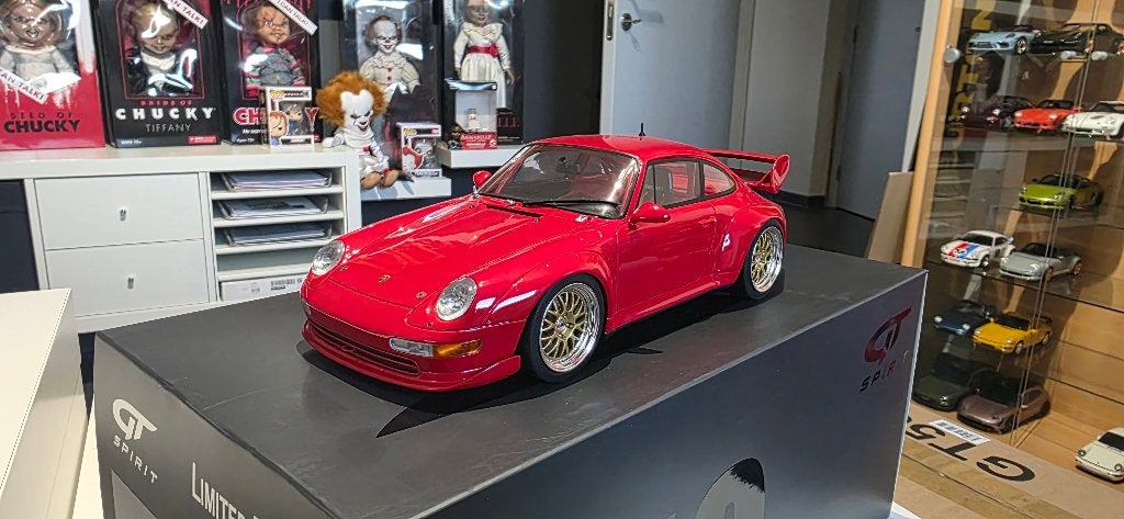 Porsche 911 (993) Red 3,8 RSR 1/18 Gt-Spirit, Hobby en Vrije tijd, Modelauto's | 1:18, Zo goed als nieuw, Auto, Overige merken