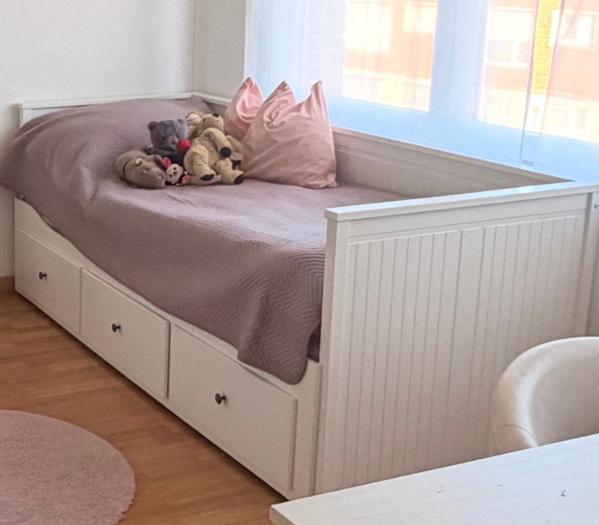 IKEA HEMNES bedbank 80x200 + 2 matrassen – goede staat, Comme neuf, 200 cm, Blanc, Enlèvement