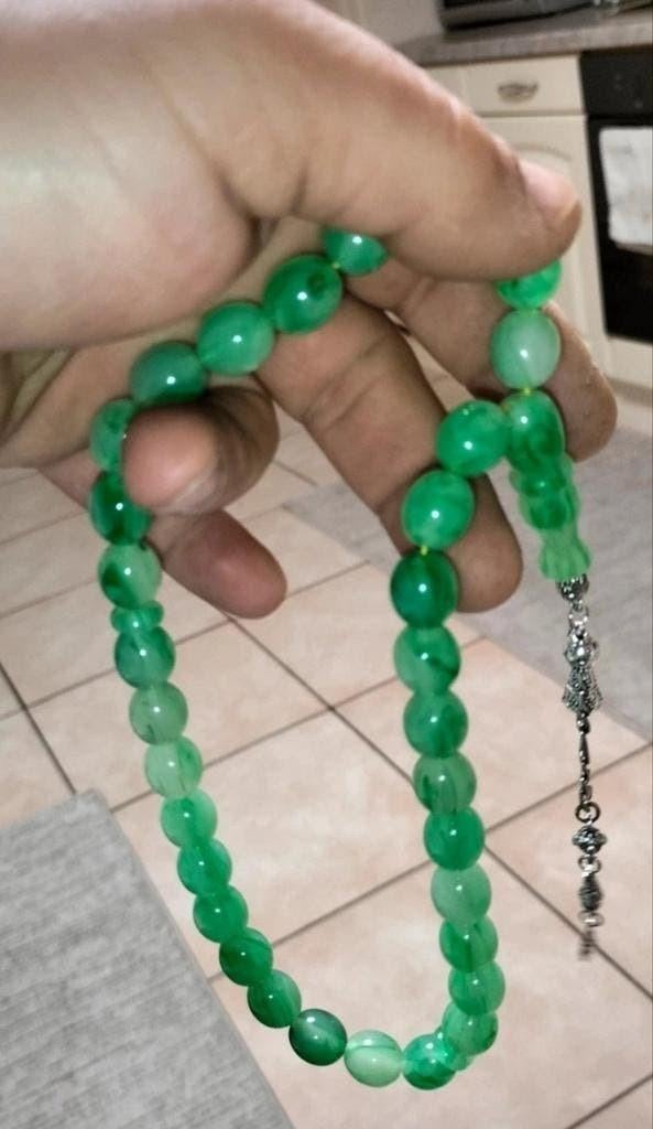 Tesbih 12mm/10mm Groen – Stalen Kwast, Handtassen en Accessoires, Kettingen, Ophalen of Verzenden, Groen