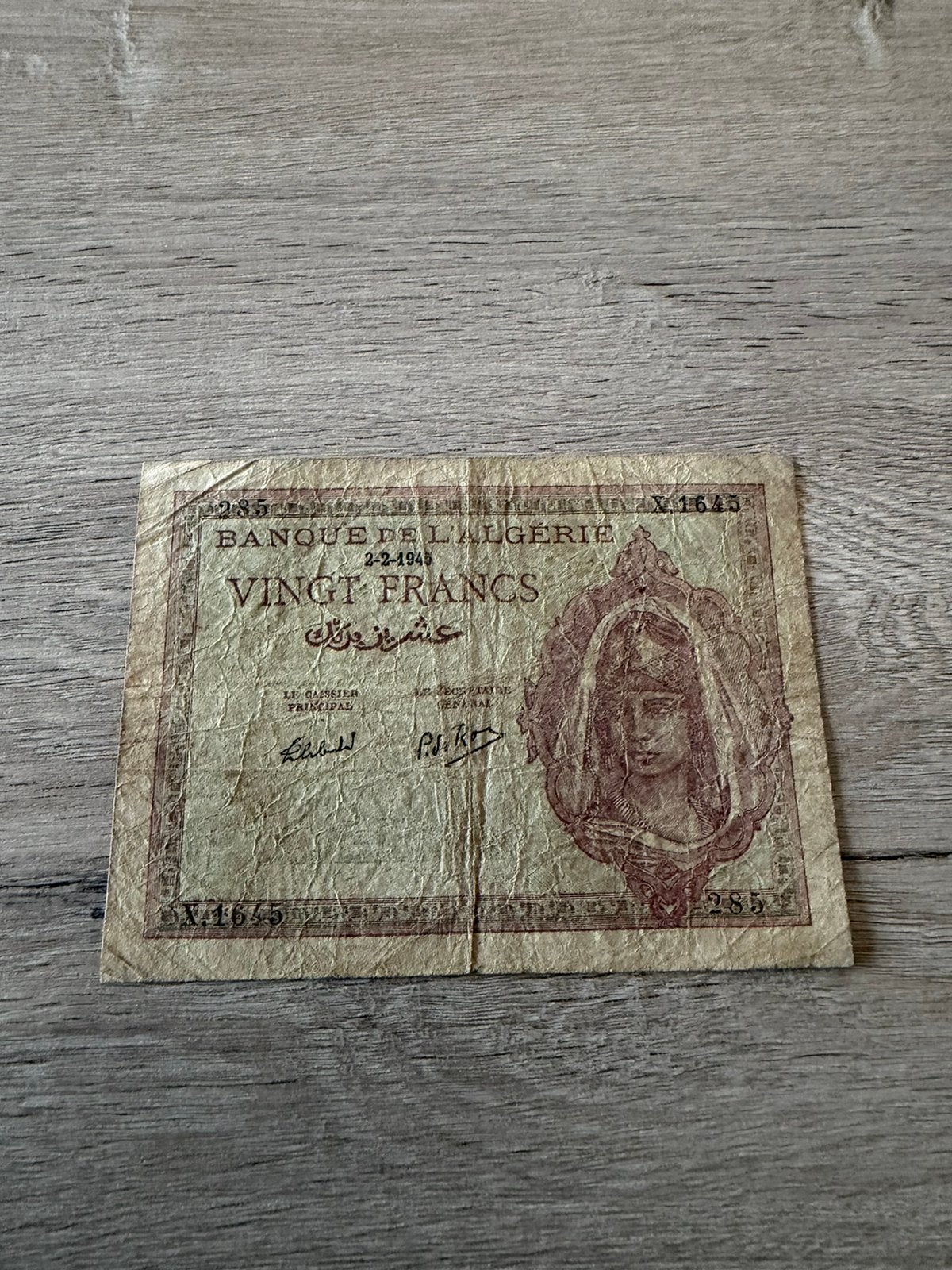 20 Francs Algérie 1945 magnifique, Timbres & Monnaies, Enlèvement ou Envoi