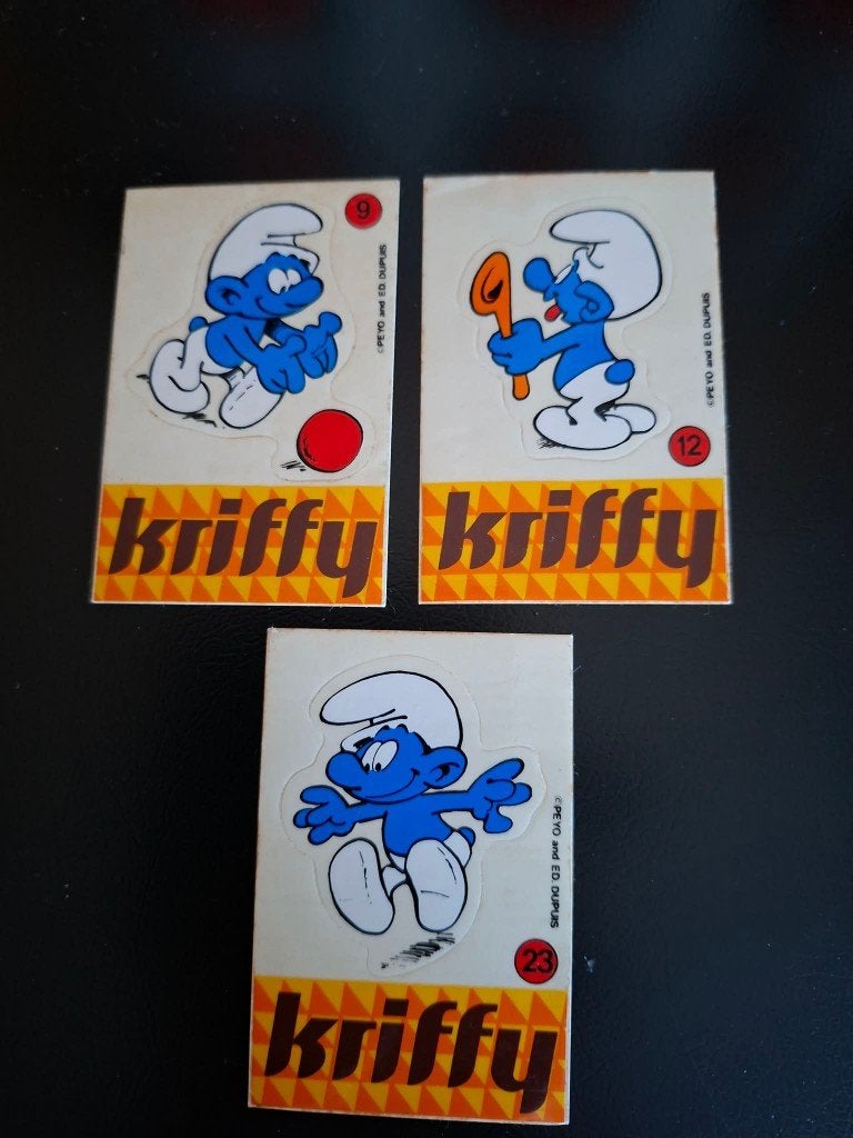 smurfen kriffy  stickers, Verzamelen, Smurfen, Verzenden
