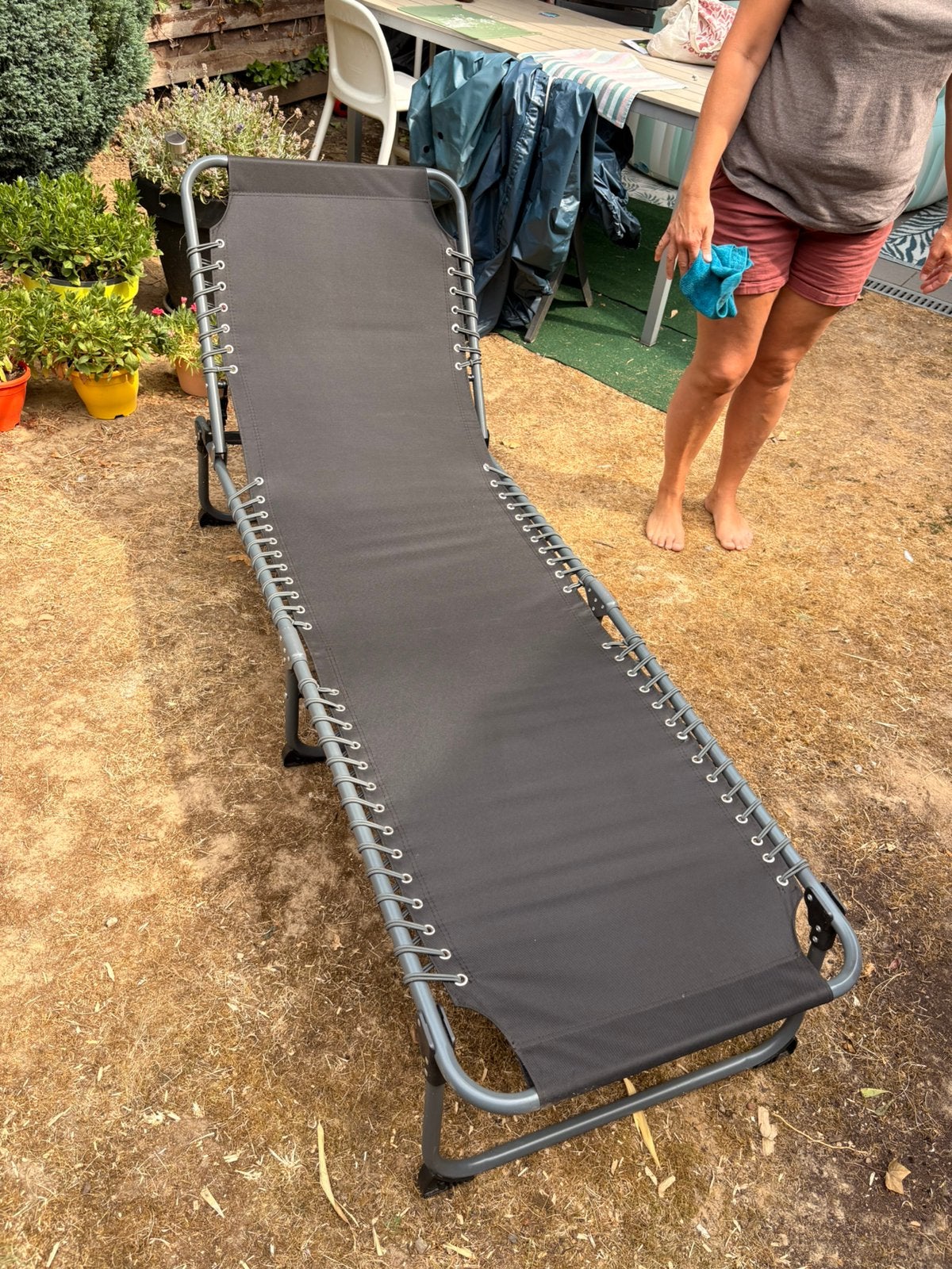 Chaise longue de jardin pliable multi position, Enlèvement, Comme neuf