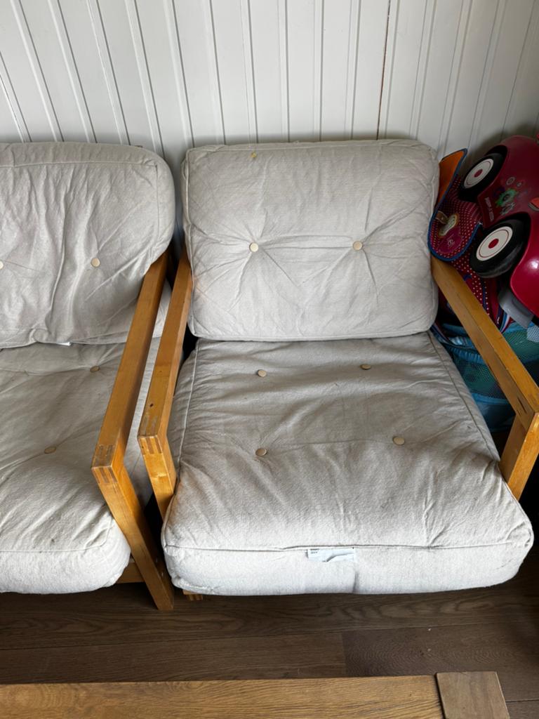 IKEA Lillberg houten zetel met bijpassende fauteuil, Huis en Inrichting, Ophalen, Zo goed als nieuw