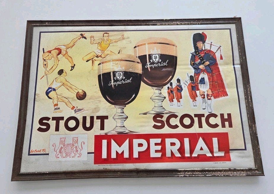 Panneau d'affichage vintage rare — Stout/Scotch Imperial, Enlèvement, Comme neuf, Panneau publicitaire