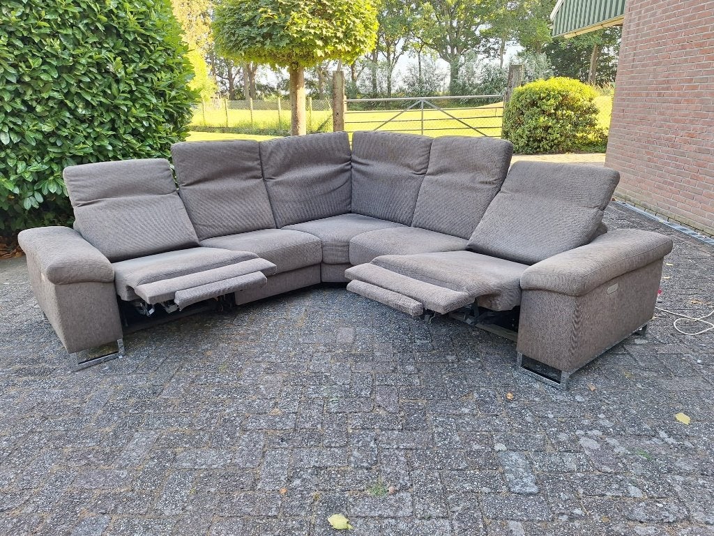Canapé d'angle taupe avec 2 sièges réglables électriquement, Autres dimensions, Enlèvement ou Envoi, Utilisé, Métal