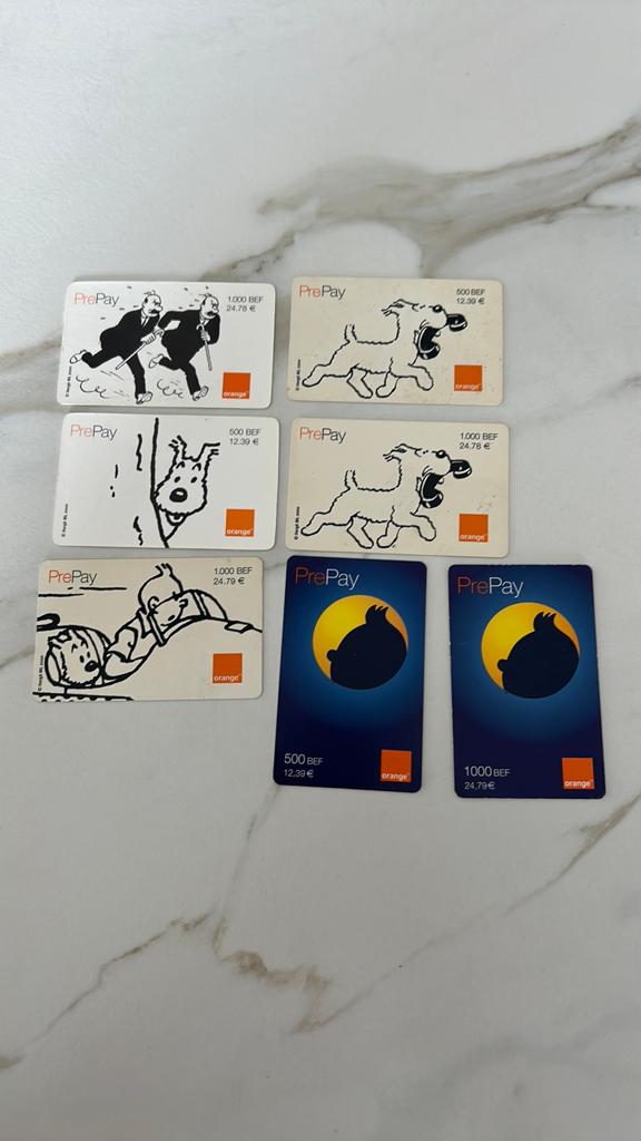 Hergé kuifje Orange 7 telekaarten, Enlèvement ou Envoi, Tintin, Utilisé