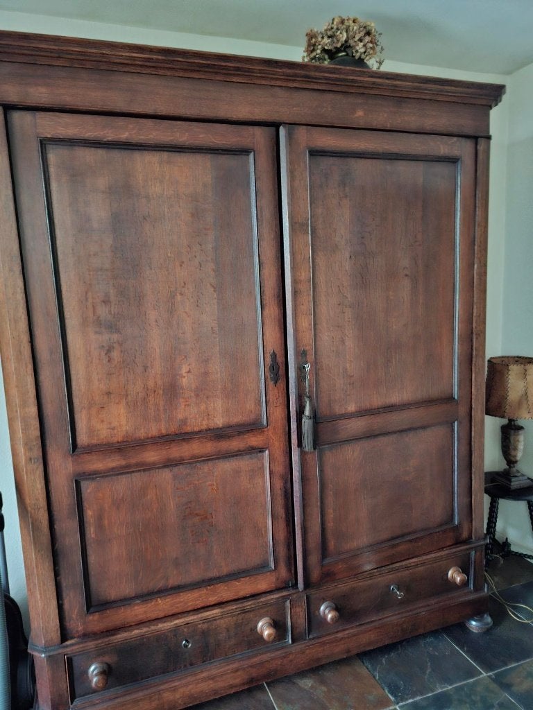 grande armoire ancienne en chêne, très bon état, Maison & Meubles, 150 à 200 cm, Comme neuf, Enlèvement, 200 cm ou plus