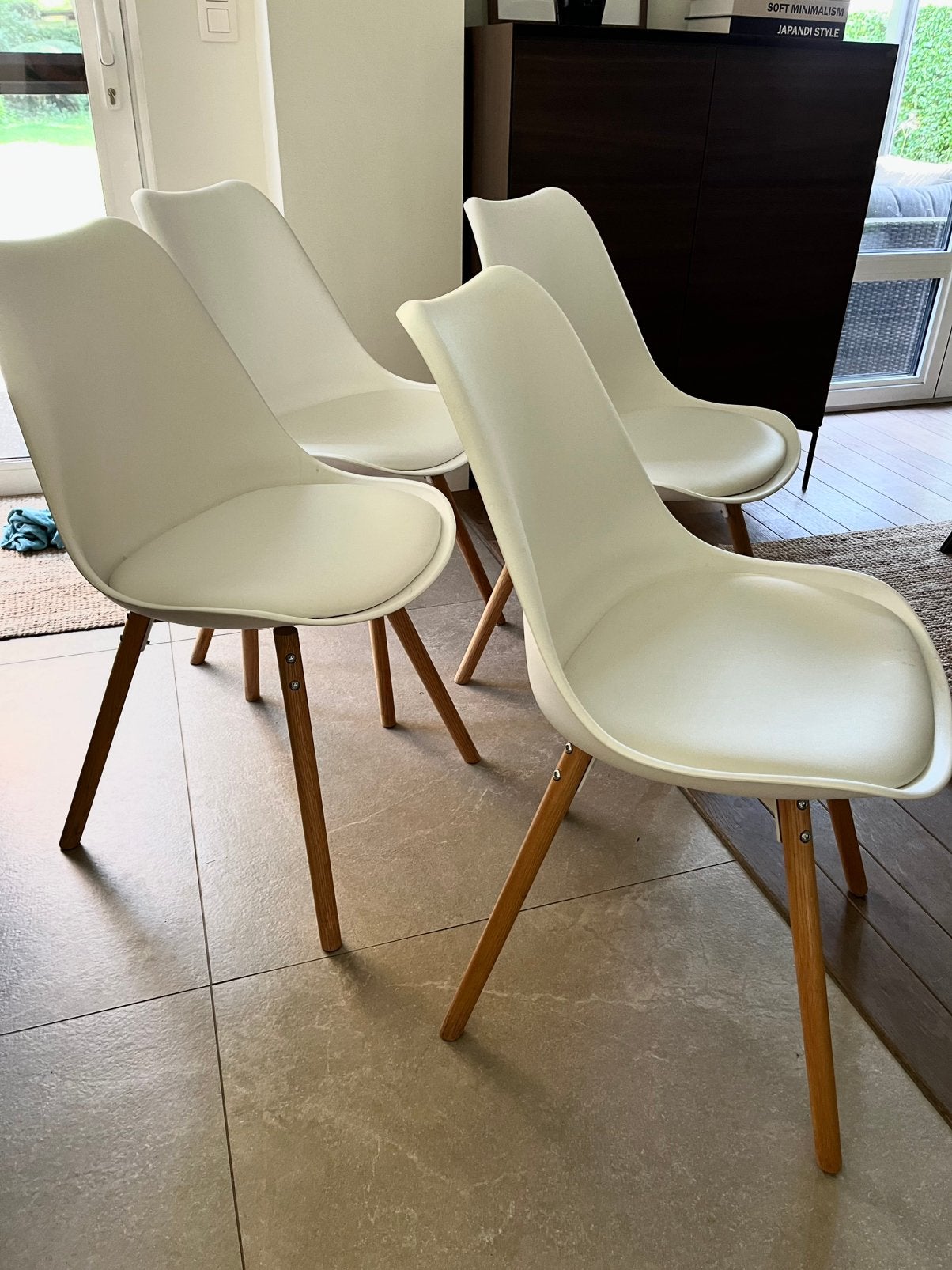 4 stoelen, Huis en Inrichting, Stoelen, Ophalen, Kunststof, Wit, Zo goed als nieuw